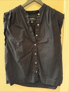 Banana Republic Navy Sleeveless Button-Front Blouse